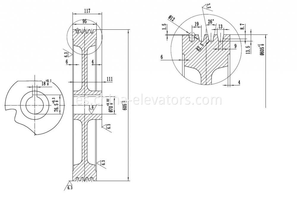 Polea De Tracción ThyssenKrupp Dongyang 605*4*12 ThyssenKrupp Dongyang Traction Sheave 605*4*12